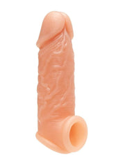 lifelike penis sleeve with textured shaft and constriction ring for harder longer lasting performance