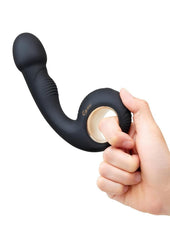 Bodywand G-Play Ergonomic Rechargeable Silicone Dual Motor Squirt Trainer Vibrator with Clitoral Stimulator - Black