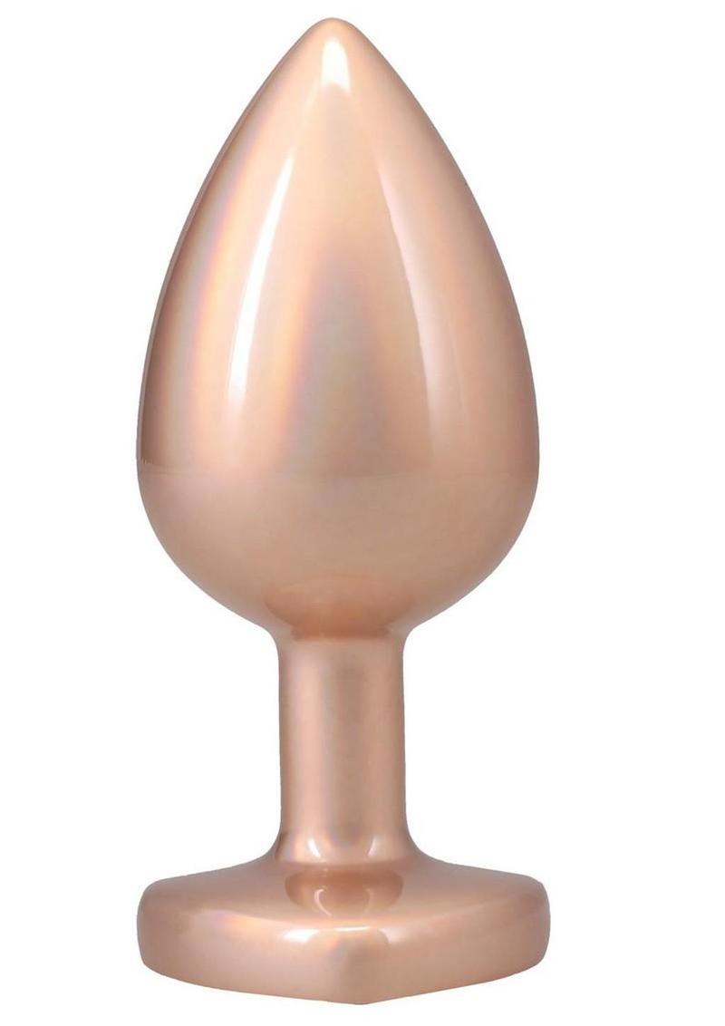 Booty Bling Heart Diamond Jeweled Wearable Metal Plug - Gold/Metal - Large