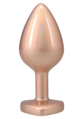 Booty Bling Heart Diamond Jeweled Wearable Metal Plug - Gold/Metal - Medium