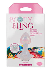 Booty Bling Jeweled Wearable Translucent Silicone Anal Plug - Clear - Small