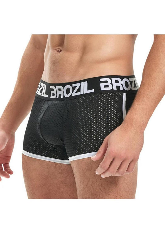 Brozil Ultra Glute and Bulge Enhancing Mesh Trunk - Black - Medium/Small