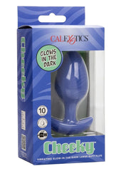 Cheeky Rechargeable Silicone Glow In The Dark Butt Plug - Blue/Glow In The Dark - Large