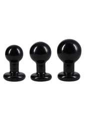 Classic Round Butt Plug - Black - 3 Piece/Set