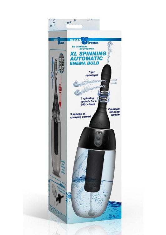 Cleanstream XL Spinning Automatic Enema Bulb - Black/Clear