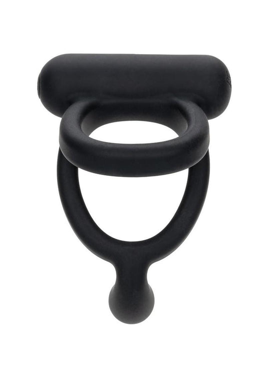Closer Intimate Rechargeable Silicone Dual Cock Ring Caress - Black