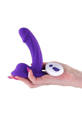 Vibrating dildo with supple balls designed for grinding and enhanced stimulation during solo play