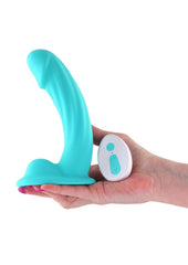 Remote control silicone dildo with curved design perfect for solo or couple’s use
