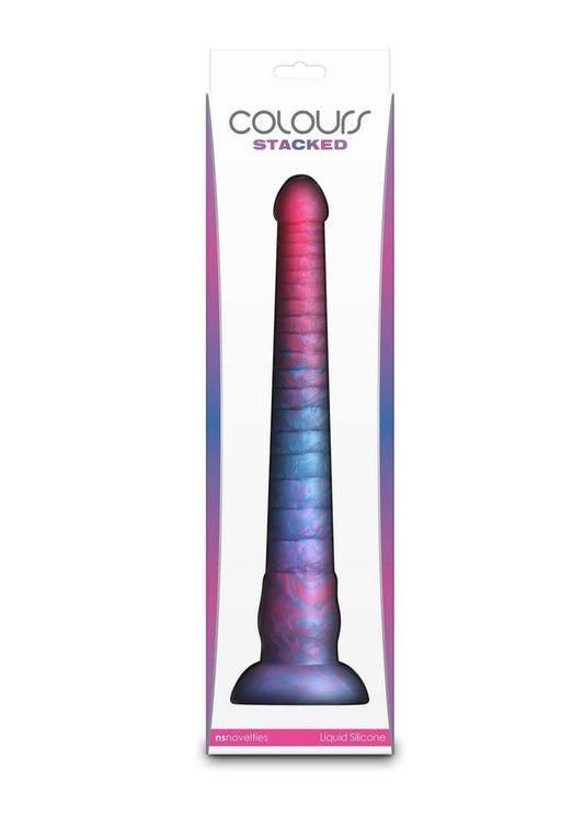 Colours Stacked Silicone Dildo - Blue/Pink - 12in