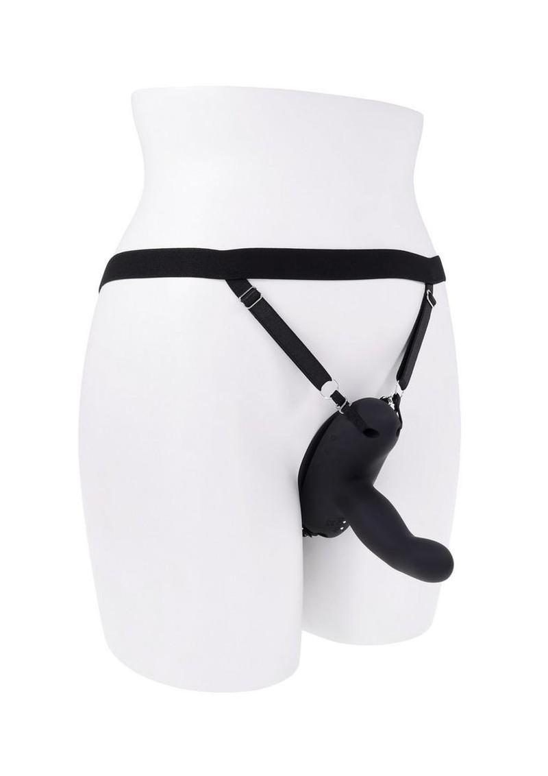 dual motor rechargeable strap on vibrator with harness for hands free g spot stimulation