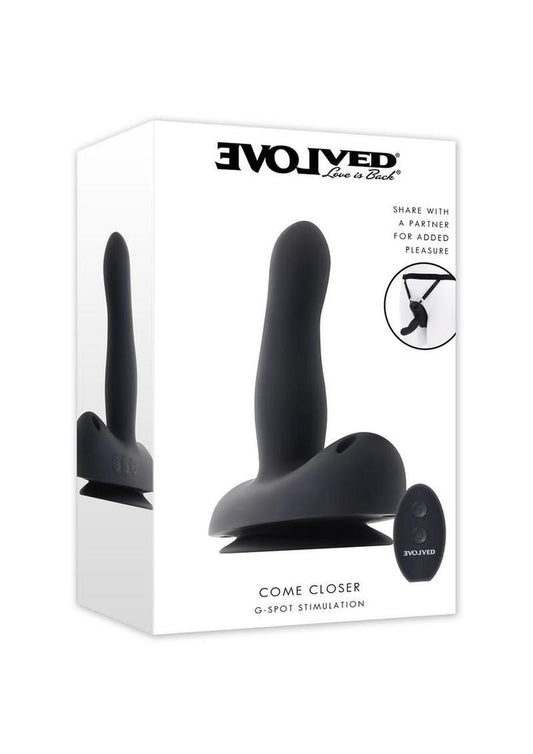 come closer rechargeable silicone strap on vibrator with remote control for dual stimulation pleasure