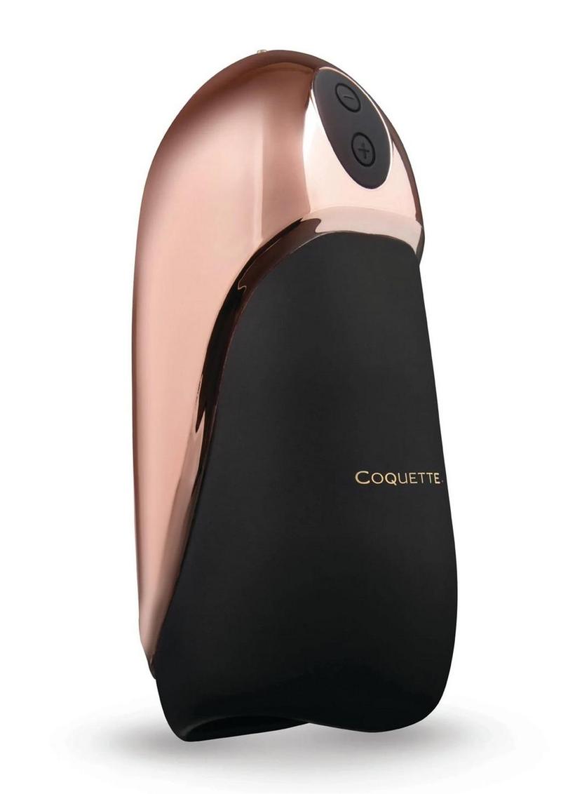 Coquette The Hedonist Rechargeable Silicone Stroker - Black/Gold