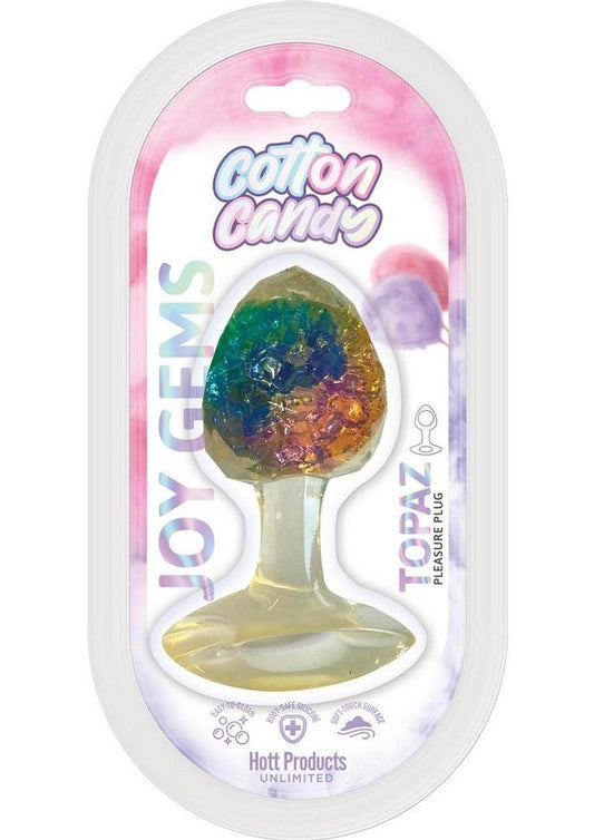 Cotton Candy Joy Gems Silicone Pleasure Anal Plug - Topaz - Multicolor