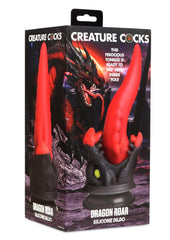 Creature Cock Dragon Roar Silicone Dildo - Black/Red