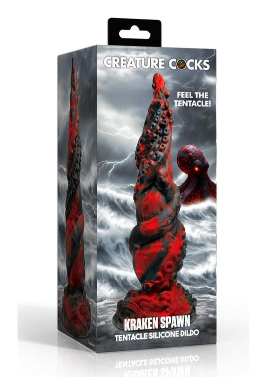 Creature Cock Kraken Spawn Tentacle Silicone Dildo - Black/Red