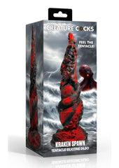 Creature Cock Kraken Spawn Tentacle Silicone Dildo - Black/Red