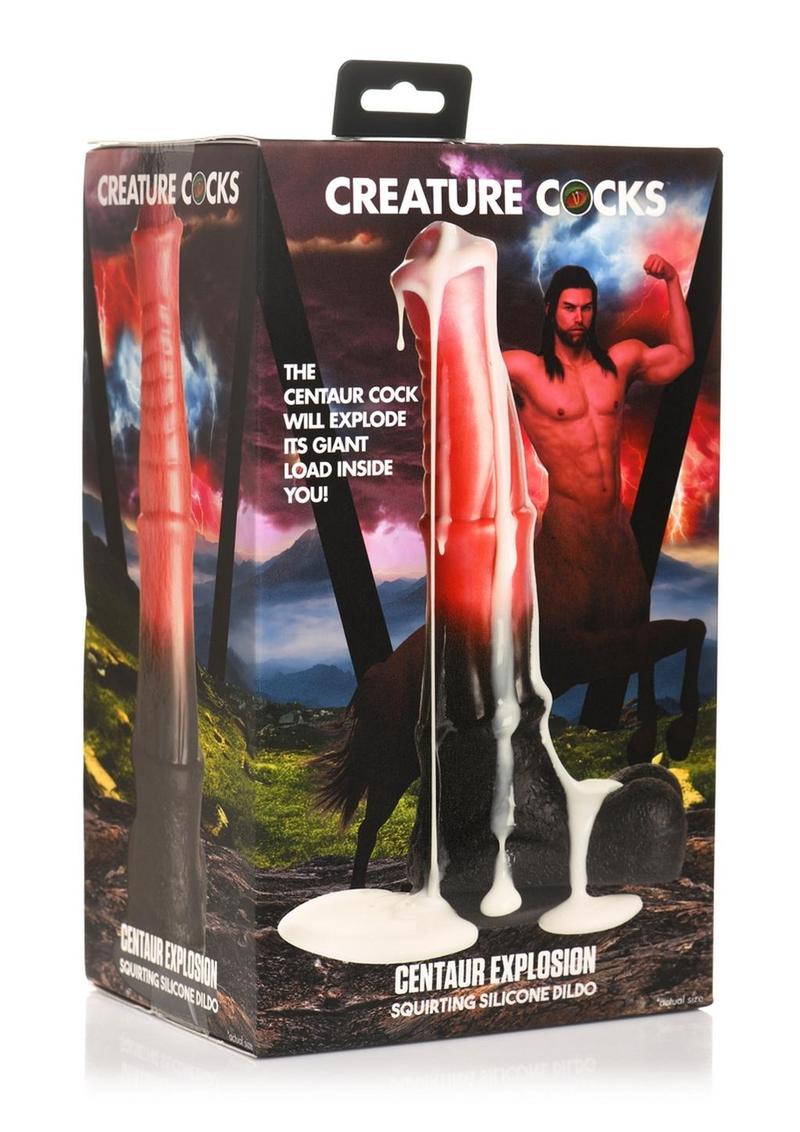 Creature Cocks Centaur Explosion Squirting Silicone Dildo - Black/Red