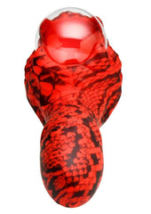 Dark-themed sex toy with cobra sculpting