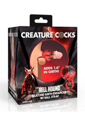 Creature Cocks Hell Hound Silicone Penis Sleeve and Ball Stretcher - Black/Red - Large