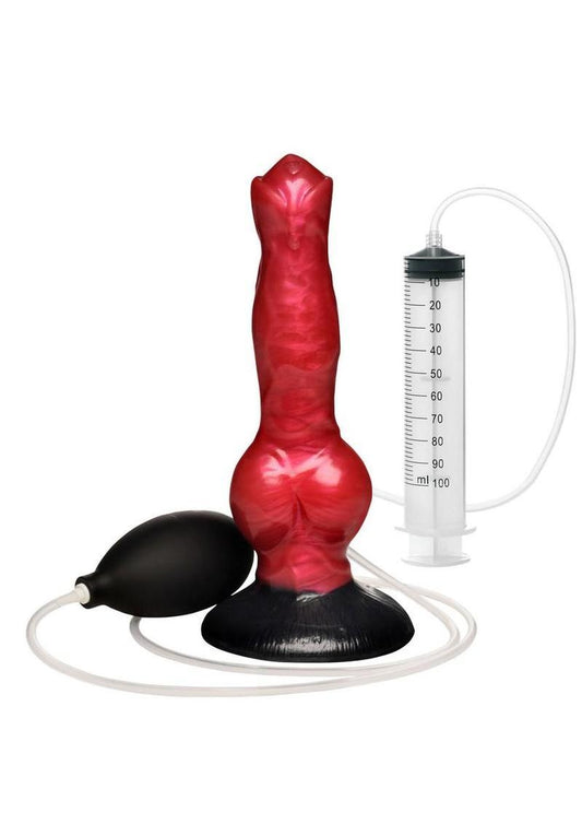 Creature Cocks Hell Hound Squirting Silicone Dildo - Black/Red