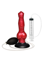 Creature Cocks Hell Hound Squirting Silicone Dildo - Black/Red