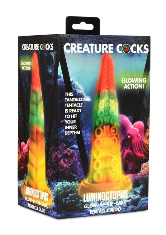 Creature Cocks Luminoctopus Glow In The Dark Tentacle Silicone Dildo - Multicolor