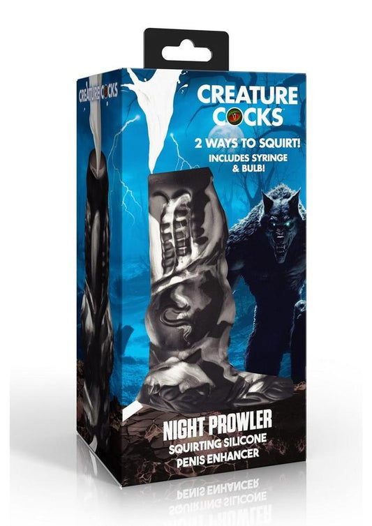 creature cocks night prowler penis enhancer with grooves ridges and realistic monster design Black/Silver