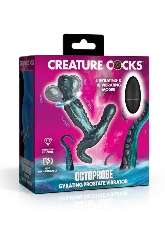 creature cocks octoprobe gyrating silicone prostate vibrator blue purple