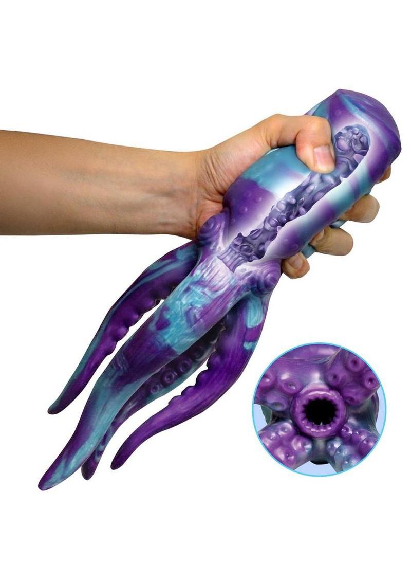 unusual sex toy with textured silicone tunnel