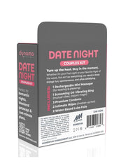 Passionate date night essentials kit for couples featuring wipes and water based lube