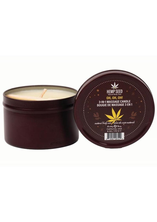 Earthly Body Hemp Seed 3 In 1 Massage Candle - Oh, Oh, Oh