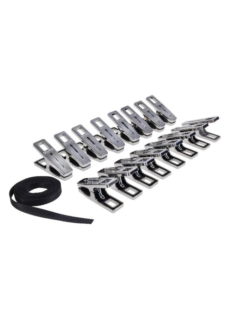 bdsm clothes pin clamp system with silicone lining