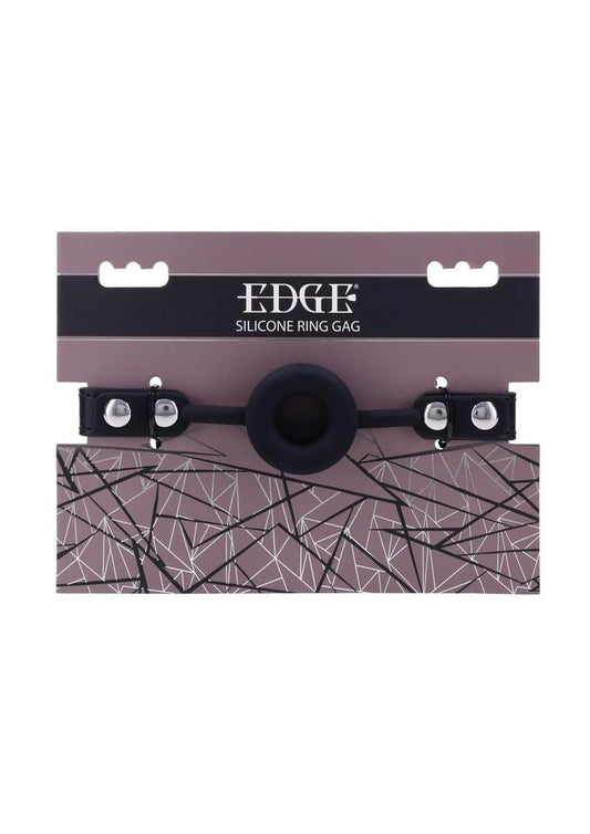 Edge Silicone Ring Gag - Black/Silver