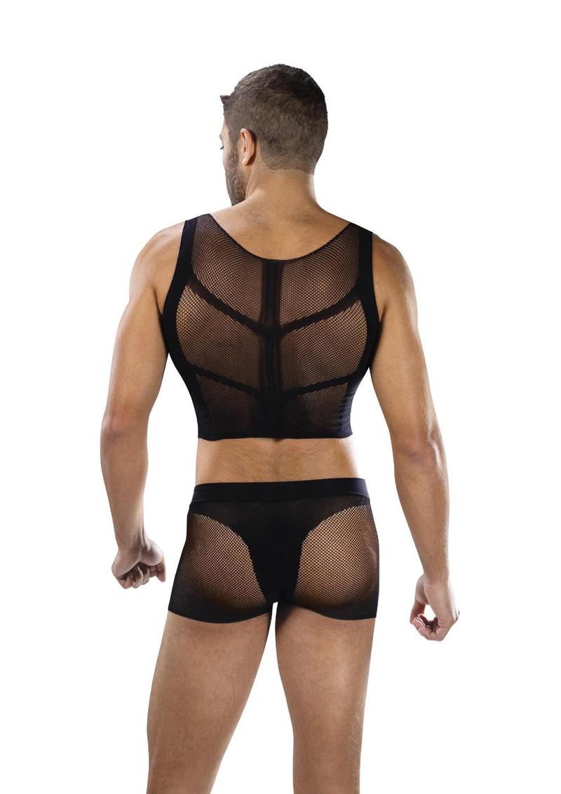 male sexy underwear mesh shorts set