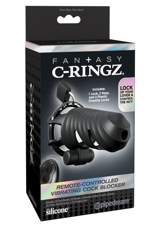Fantasy C-Ringz Remote-Controlled Vibrating Cock Blocker - Black