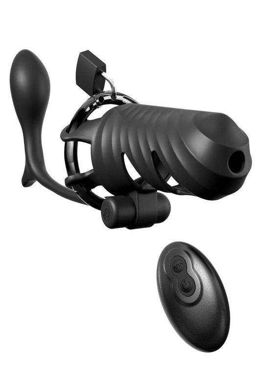 Fantasy C-Ringz Remote-Controlled Vibrating Cock Blocker with Ass-Gasm Plug - Black