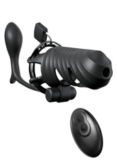 Fantasy C-Ringz Remote-Controlled Vibrating Cock Blocker with Ass-Gasm Plug - Black