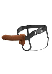 Fantasy X-Tensions Elite Vibrating Rechargeable Silicone Dual Density Hollow Strap-On - Caramel - 7in