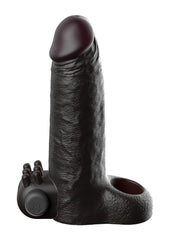 Fantasy X-Tensions Vibrating Real Feel Extension with Rechargeable Bullet - Black - 2in