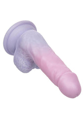 First Time Liquid Silicone Dong with Suction Cup - Multicolor - 5.75in