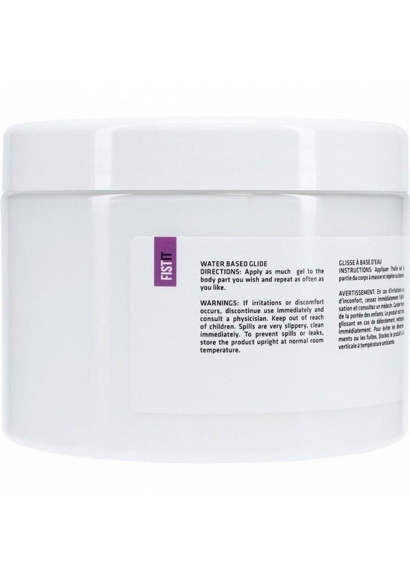 Fist It Anal Relaxer Water Based Lubricant -Clear anal lube applied to hand to demonstrate slippery texture and non-greasy formula  16.9oz/500ml