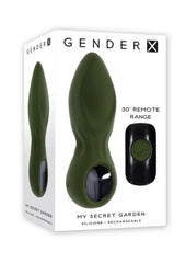 Gender X My Secret Garden Rechargeable Silicone Anal Plug with Remote - Green