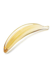Handblown banana shaped glass dildo for playful, fruity pleasure and visual excitement