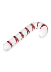 Festive candy cane glass dildo with smooth sculpted shape