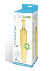 durable fracture resistant glass dildo with smooth tapered design for beginners- Yellow