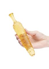 novelty glass dildo with detailed corn texture offering enhanced stimulation