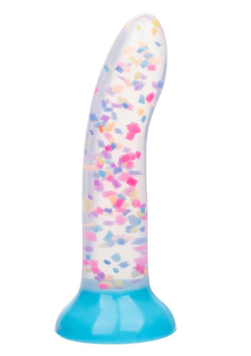 Glow Stick Party Silicone Glow In The Dark Dildo with Suction - Blue/Glow In The Dark