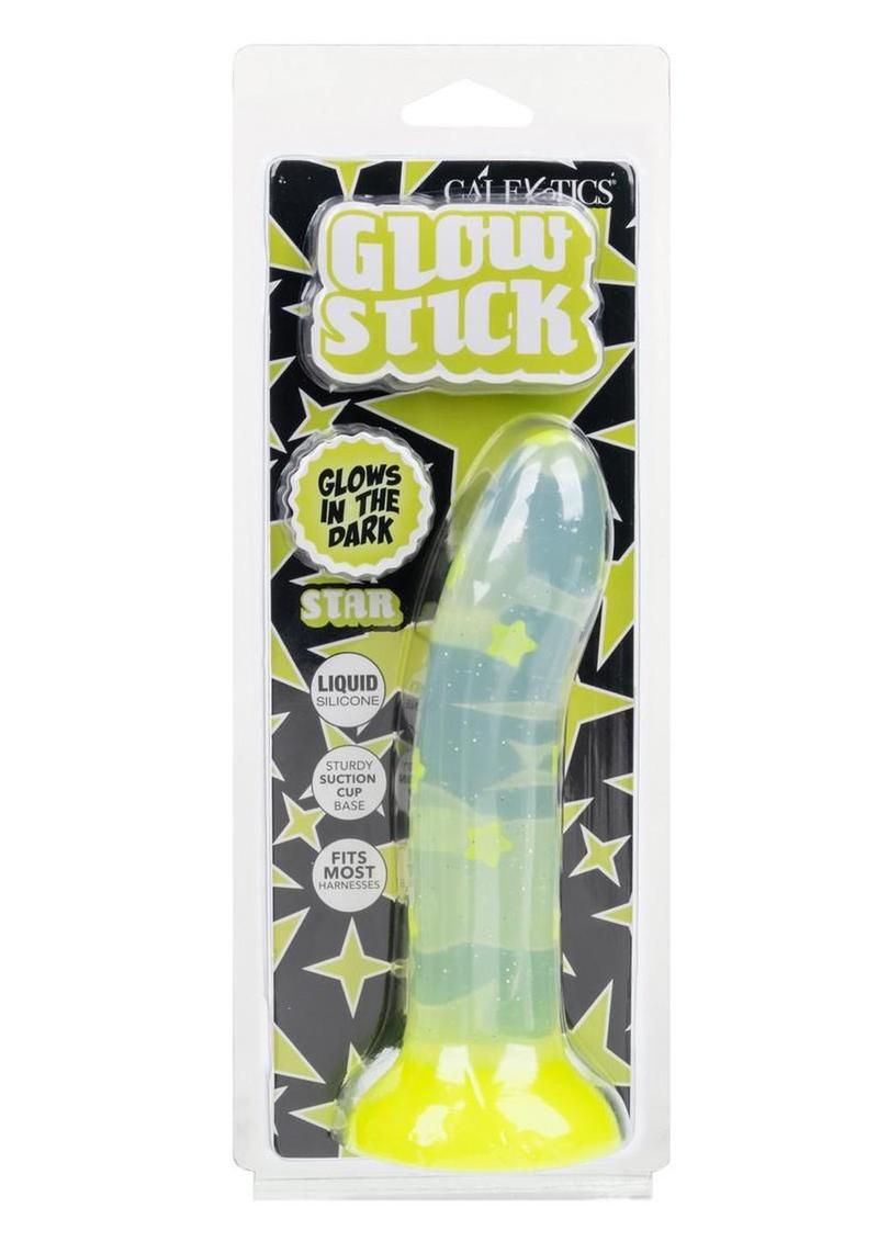 Glow in the dark star dildo silicone body safe waterproof soft texture suction cup base hands free adult toy for solo or couples play