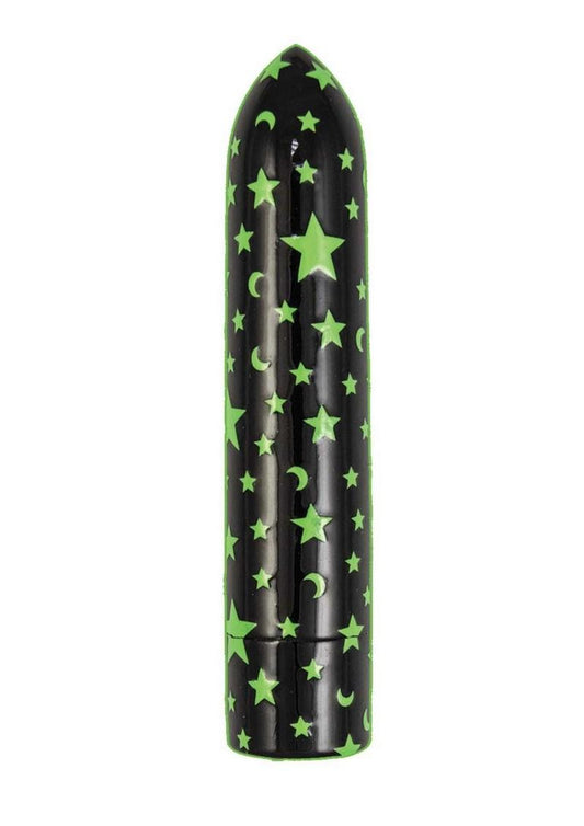 Glow Vibes Seeing Stars Rechargeable Glow In The Dark Bullet - Black/Glow In The Dark/Green