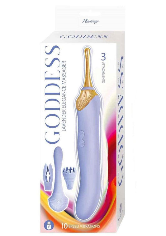 Goddess Lavender Elegance Rechargeable Silicone Dual End Massager - Lavender/Purple